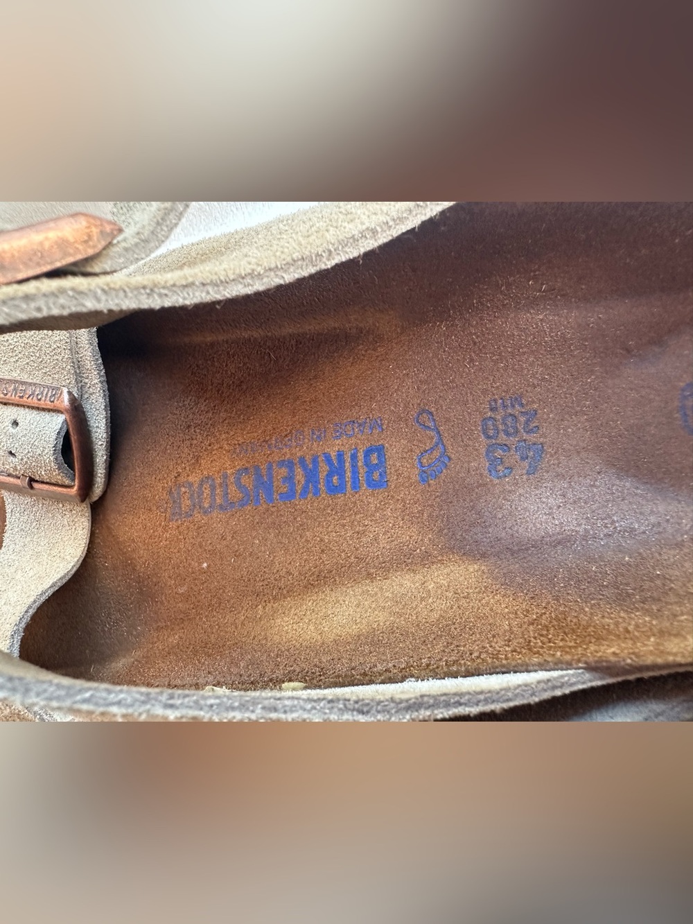 Birkenstock Men Two-Strap Suede Sandals in Tan View 4